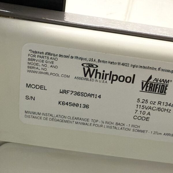 Whirlpool Used 36 Inch French Door Refrigerator with Fast Ice - Image 2