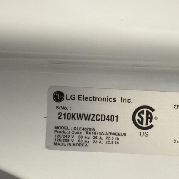 LG Used 27 Inch Electric Dryer - Image 2