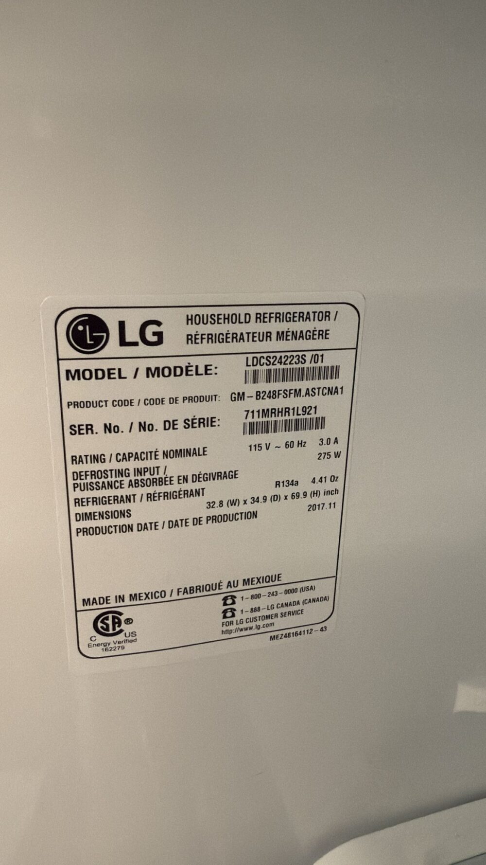 LG Used 33 Inch Bottom Freezer Refrigerator - Image 2