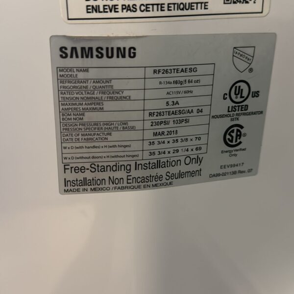 Samsung Used French Door with External Water & Ice Dispenser - Image 2