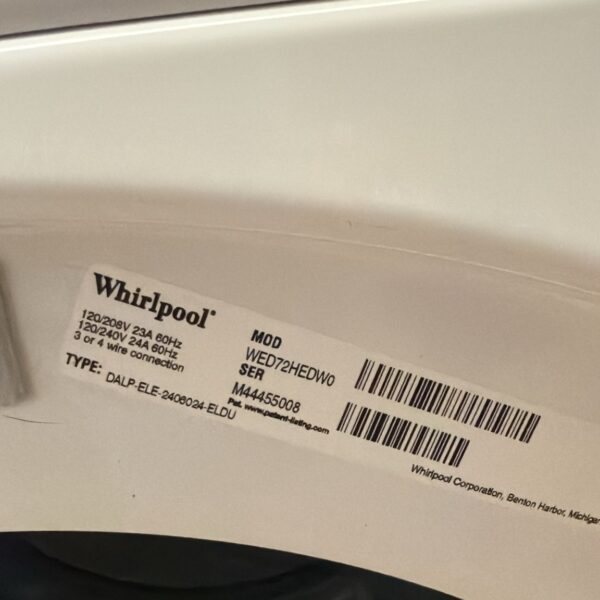Whirlpool Duet Used 27 Inch 7.4 cu. ft. Electric Dryer - Image 2