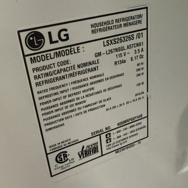 LG Used 36 Inch Side by Side Refrigerator - Image 4