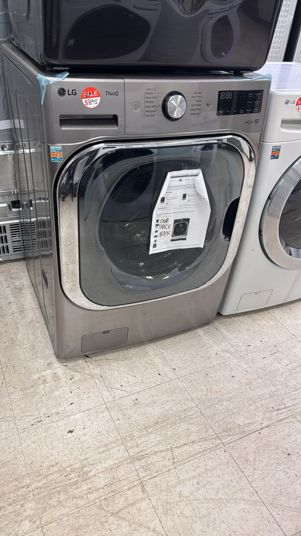 LG NEW ELECTRIC FRONT LOAD WASHER STAINLESS STEEL WITH WARRANTY