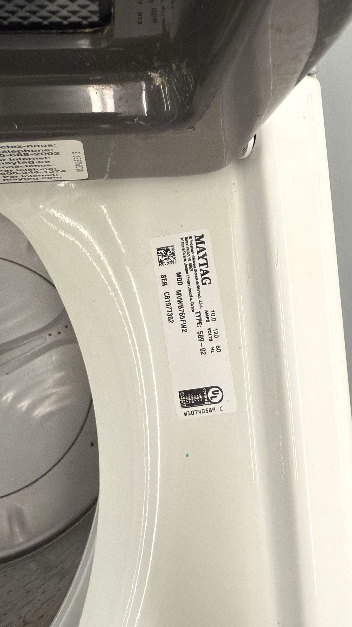 MAYTAG USED ELECTRIC FRONT LOAD WASHER WHITE WITH WARRANTY - Image 3
