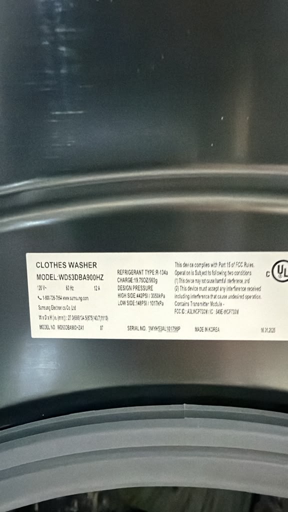 Samsung WD53DBA900HZ 5.3 Cu. Ft. Bespoke AI All-in-One Washer & Dryer - Image 3