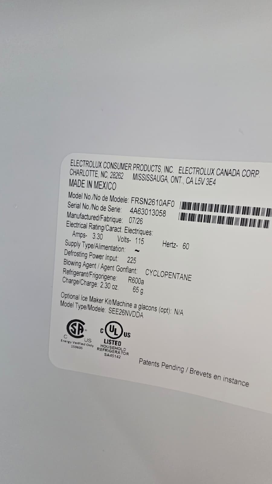 Frigidaire FRSN2610AF0 25.6 Cu. Ft. Side-by-Side Refrigerator – Stainless Steel - Image 3