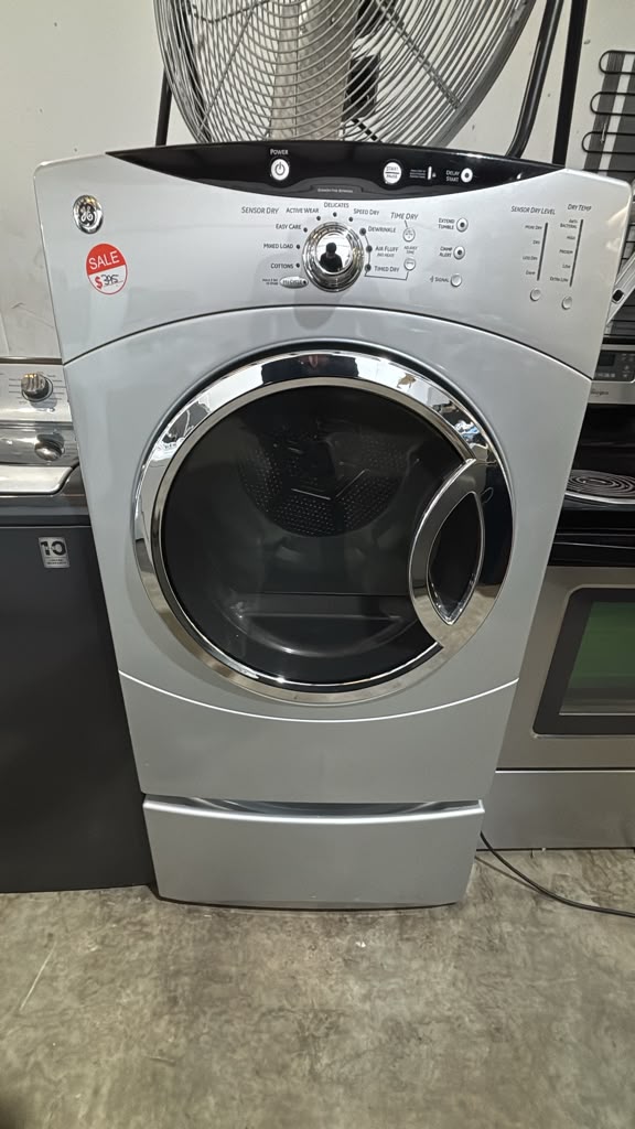 GE DCVH680EJ1MS 7.0 Cu. Ft. Super Capacity Electric Dryer - Pedestal