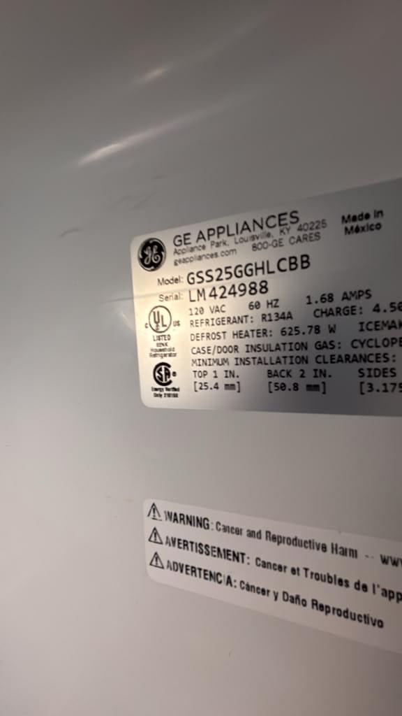 GE USED GSS25GGHLCBB 36″ 25.3 Cu. Ft. Side-by-Side Refrigerator - Image 3