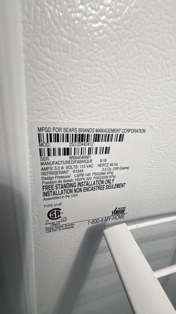 Kenmore Used 253.22442412 21 Cu. Ft. Upright Freezer - Image 2
