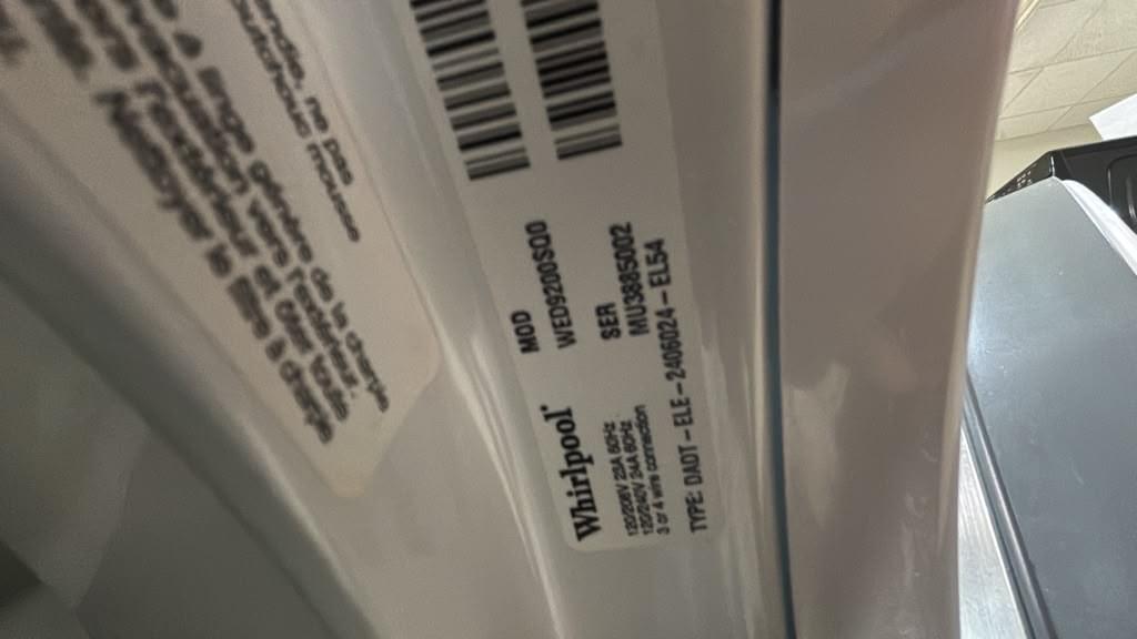 Whirlpool Used WED9200SQ 27″ 7.0 Cu. Ft. Duet Electric Dryer - Image 3