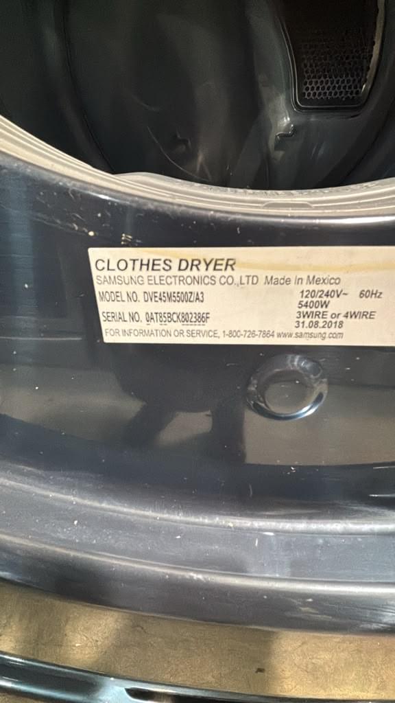 Samsung Used DVE45M5500Z 27″ 7.5 Cu. Ft. Front Load Electric Dryer - Image 3