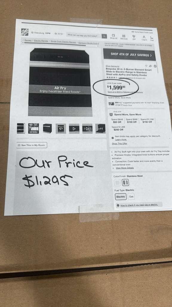 Samsung Box Packed NSE6DG8300SR 30″ 6.3 Cu. Ft. Bespoke Smart Slide-In Electric Range