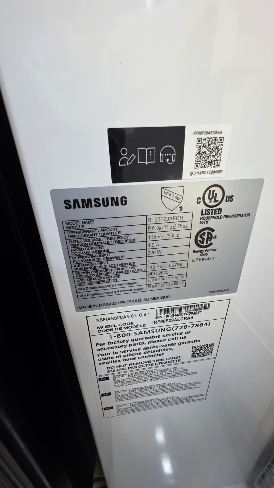 Samsung RF90F29AECR 36″ 28.6 Cu. Ft. Family Hub Bespoke 4-Door French Door Refrigerator - Image 3