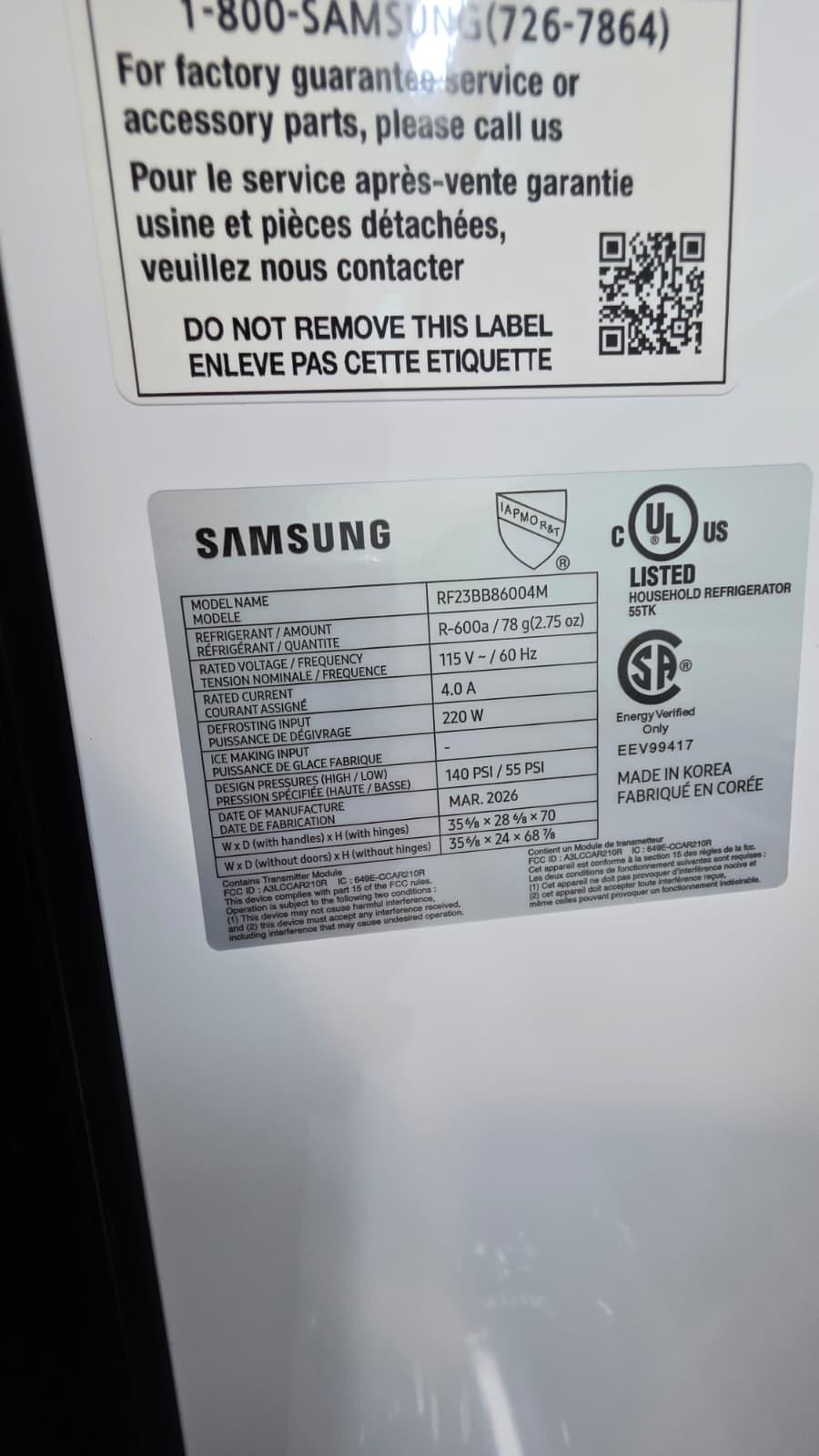 Samsung RF23BB86004M 36″ 23 Cu. Ft. Bespoke Counter-Depth 4-Door French Door Refrigerator - Image 3